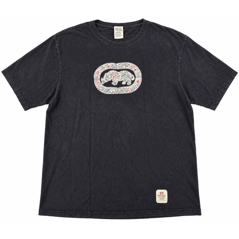 Ecko Unltd Men's 2XL Black Rhino Logo Graphic Streetwear T-Shirt Y2K Marc Ecko